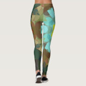 レトロマンダラフラワーイエローブルーとブラウン レギンス (裏面)