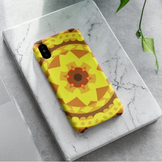 レトロマンダラフラワーイエロー&オレンジ Case-Mate iPhoneケース