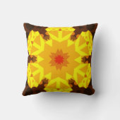 レトロマンダラフラワーオレンジと黄色 クッション (裏面)
