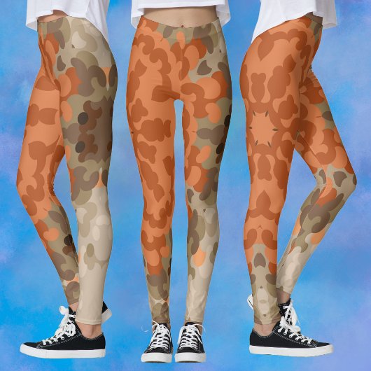 レトロマンダラフラワーオレンジアンドタン レギンス