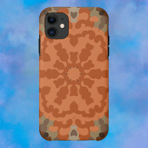 レトロマンダラフラワーオレンジアンドタン iPhone 11 ケース