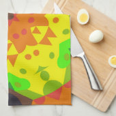 レトロマンダラフラワーオレンジイエロー&グリーン キッチンタオル (四つ折り)