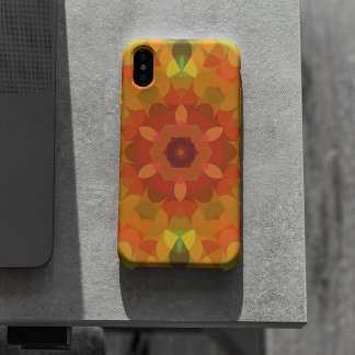 レトロマンダラフラワーオレンジイエロー&グリーン iPhone 11 ケース