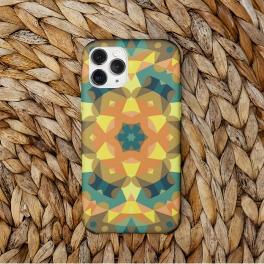 レトロマンダラフラワーオレンジイエロー&グリーン Case-Mate iPhoneケース