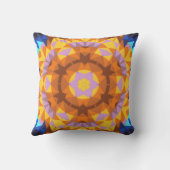 レトロマンダラフラワーオレンジブルーとイエロー クッション (裏面)