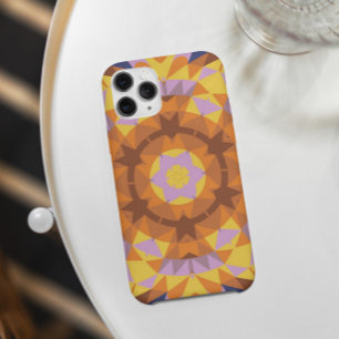 レトロマンダラフラワーオレンジブルーとイエロー iPhone 11 ケース