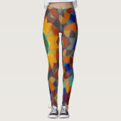 レトロマンダラフラワーオレンジブルー&グリーン レギンス (正面)