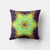 レトロマンダラフラワーグリーンイエローとパープル クッション (裏面)