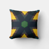 レトロマンダラフラワーグリーンイエローアンドブルー クッション (正面)