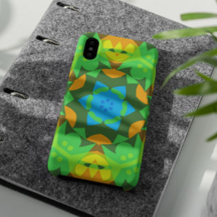 レトロマンダラフラワーグリーンイエローアンドブルー iPhone 11 ケース