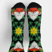 レトロマンダラフラワーグリーンオレンジと黄色 ソックス (上部)