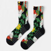 レトロマンダラフラワーグリーンオレンジと黄色 ソックス (左)