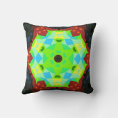 レトロマンダラフラワーグリーンレッド&ブルー クッション (裏面)