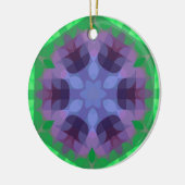 レトロマンダラフラワーパープルとグリーン セラミックオーナメント (左)