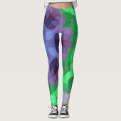 レトロマンダラフラワーパープルとグリーン レギンス (正面)