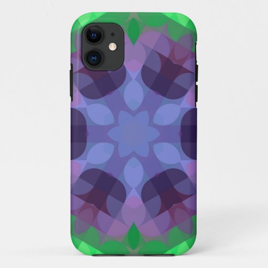 レトロマンダラフラワーパープルとグリーン Case-Mate iPhoneケース (裏面)