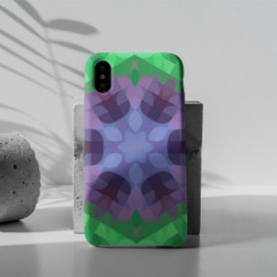レトロマンダラフラワーパープルとグリーン iPhone 11 ケース