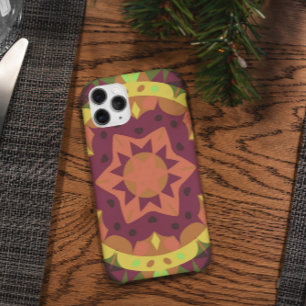 レトロマンダラフラワーパープルオレンジアンドグリーン iPhone 11 ケース