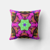 レトロマンダラフラワーピンクとグリーン クッション (裏面)