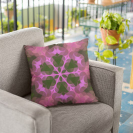 レトロマンダラフラワーピンクとグリーン クッション
