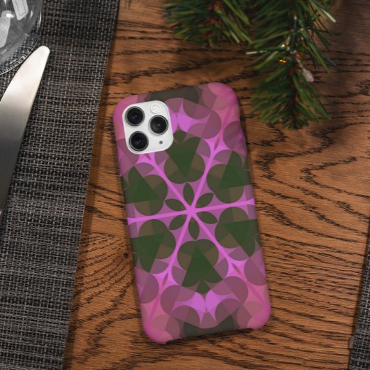 レトロマンダラフラワーピンクとグリーン Case-Mate iPhoneケース