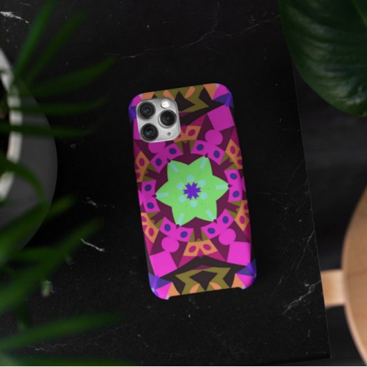 レトロマンダラフラワーピンクとグリーン Case-Mate iPhoneケース