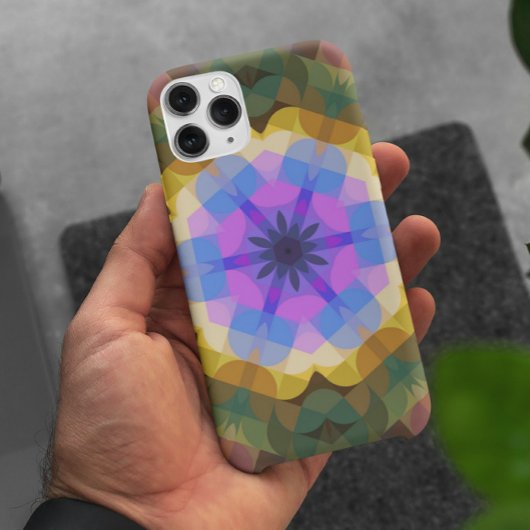 レトロマンダラフラワーピンクブルーとイエロー Case-Mate iPhoneケース
