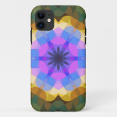 レトロマンダラフラワーピンクブルーとイエロー Case-Mate iPhoneケース (裏面)