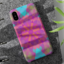 レトロマンダラフラワーピンクブルーと紫 iPhone 11 ケース