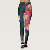 レトロマンダラフラワーピンク紫と黄色 レギンス (裏面)