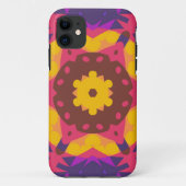レトロマンダラフラワーピンク紫と黄色 Case-Mate iPhoneケース (裏面)