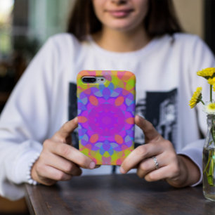 レトロマンダラフラワーピンク緑と青 iPhone 11 ケース