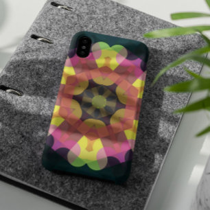 レトロマンダラフラワーピンク黄色と緑 iPhone 11 ケース