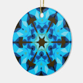 レトロマンダラフラワーブルーとオレンジ セラミックオーナメント (左)