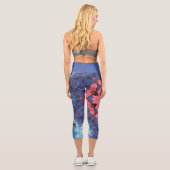 レトロマンダラフラワーブルーとピンク カプリレギンス (裏面)