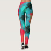 レトロマンダラフラワーブルーとピンク レギンス (裏面)