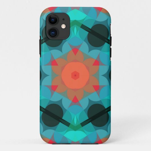 レトロマンダラフラワーブルーとピンク Case-Mate iPhoneケース (裏面)