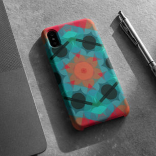 レトロマンダラフラワーブルーとピンク iPhone 11 ケース