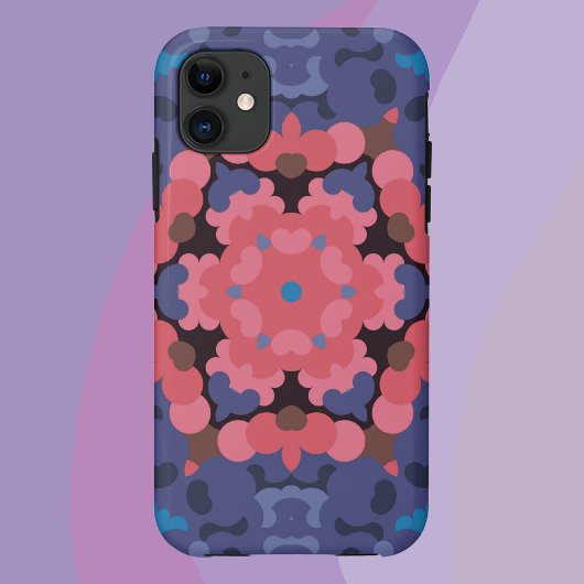 レトロマンダラフラワーブルーとピンク Case-Mate iPhoneケース
