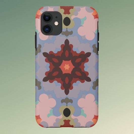 レトロマンダラフラワーブルーとレッド Case-Mate iPhoneケース