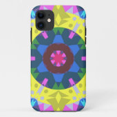 レトロマンダラフラワーブルーイエローとピンク Case-Mate iPhoneケース (裏面)