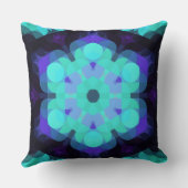 レトロマンダラフラワーブルーパープルとグリーン クッション (裏面)