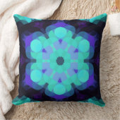 レトロマンダラフラワーブルーパープルとグリーン クッション (ブランケット)