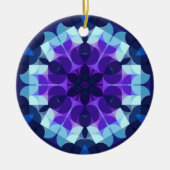 レトロマンダラフラワーブルー&パープル セラミックオーナメント (正面)