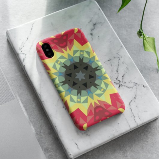 レトロマンダラフラワーレッドとイエロー Case-Mate iPhoneケース