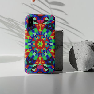 レトロマンダラフラワーレッドグリーンとブルー iPhone 11 ケース
