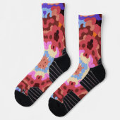 レトロマンダラフラワーレッドブルーとオレンジ ソックス (左)