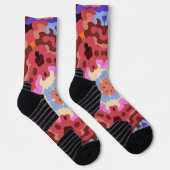 レトロマンダラフラワーレッドブルーとオレンジ ソックス (右)