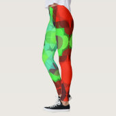 レトロマンダラフラワーレッド&グリーン レギンス (左)