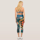 レトロマンダラブルーオレンジアンドレッド カプリレギンス (裏面)